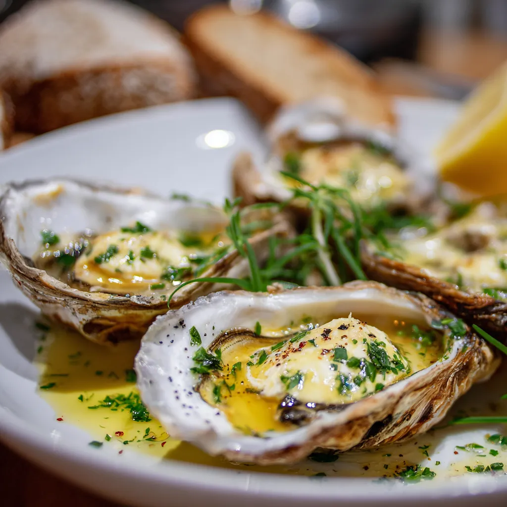 Huîtres fraîches avec pain de seigle et beurre salé